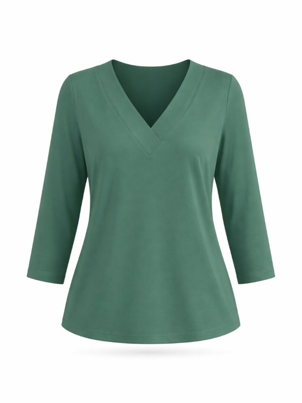 Women’s 3/4 Sleeve V Neck Tops Loose Fit T Shirt, GRASS GREEN, Size MEDIUM